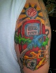 new school sacred gas pump tattoo