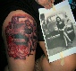 black and gray portrait girls with ink